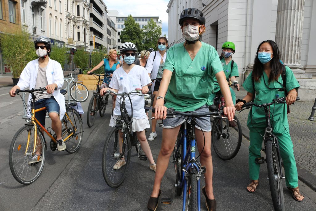 Fahrrad-Demonstration Gesundheitsberufe für mehr aktive Mobilität