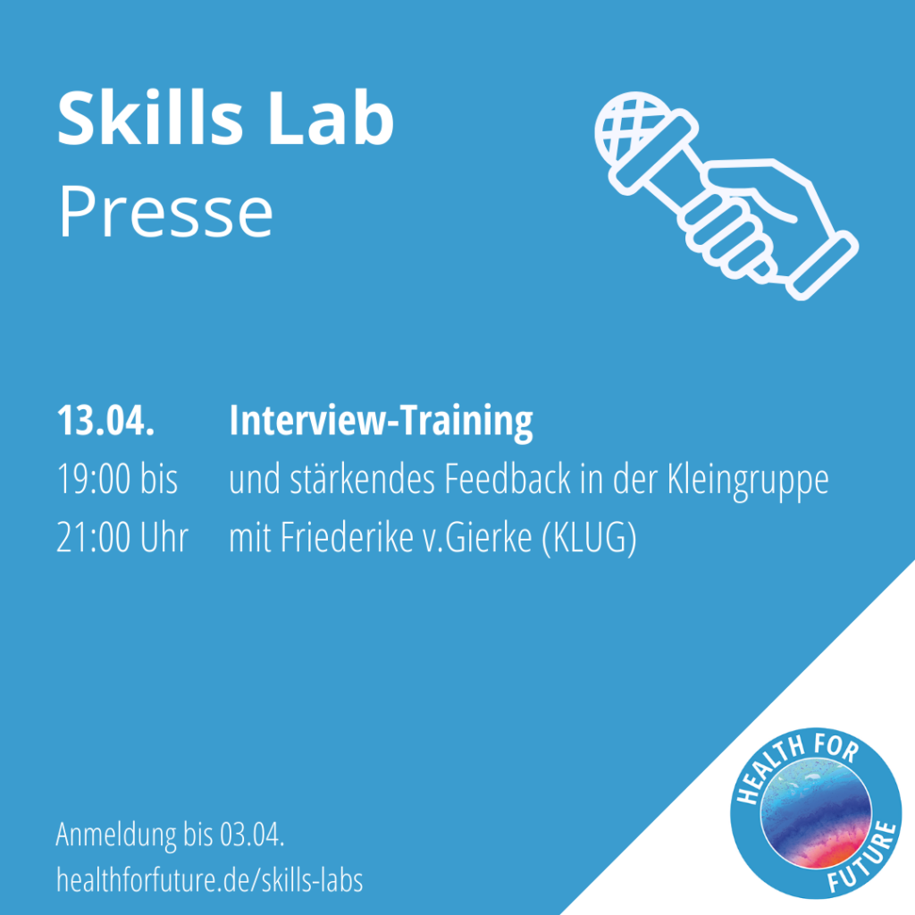 Skills Lab Presse. 13.04. 19 bis 21 Uhr. Interviewtraining